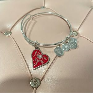 alex and ani “i love you” charm bangle w/ rhinestone